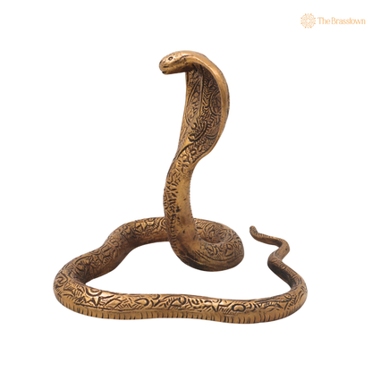 Brass Snake Idol – Handcrafted Naag Devta Murti for Pooja, Vastu, Home Mandir, Spiritual Décor &amp; Traditional Gifting 6 Inch