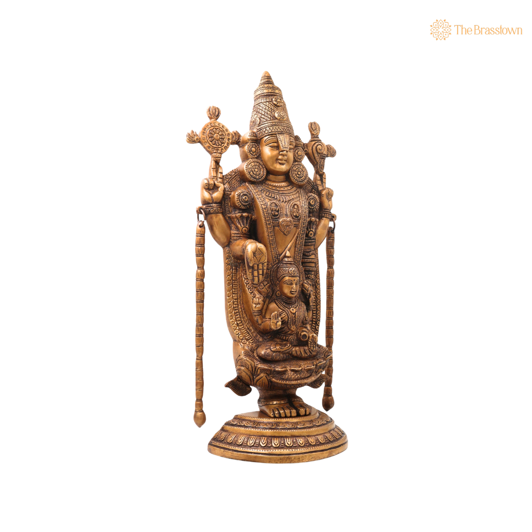 Brass Venkateswara Balaji Srinivasa Govinda Tirupati Idol – Tirupati Balaji Statue for Puja &amp; Home Mandir 20 Inch