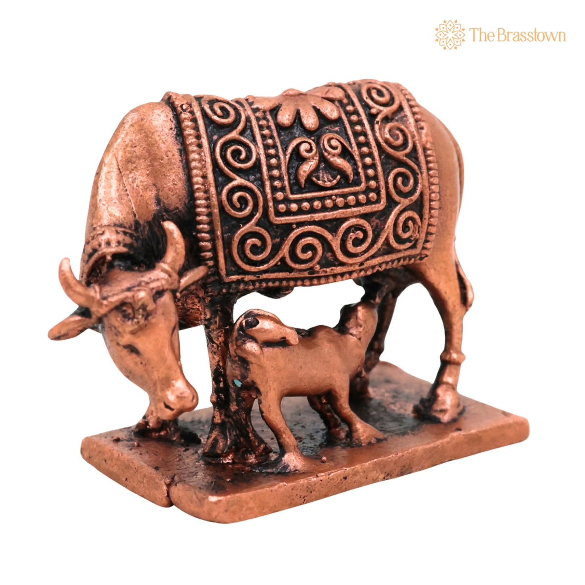 Copper Kamdhenu Cow Idol – Kamadhenu Murti for Pooja, Vastu, Home Decor &amp; Spiritual Gifting 1 Inch 2