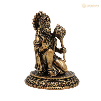 Brass Hanuman Idol 2.5 Inch side view – antique finish detail