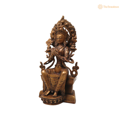 Brass Maitreya Buddha Idol – Handcrafted Future Buddha Ajita Bodhisattva Murti for Pooja, Home Décor &amp; Spiritual Gifting 12 Inch