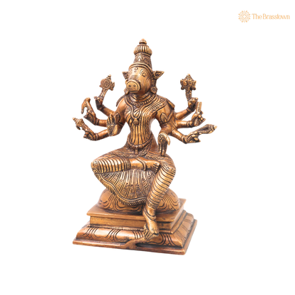 Brass Varahi Devi Idol – Handcrafted Traditional Chola Style Varahi Amman Murti for Pooja, Home Mandir, Spiritual Décor &amp; Gifting 10.5 Inch
