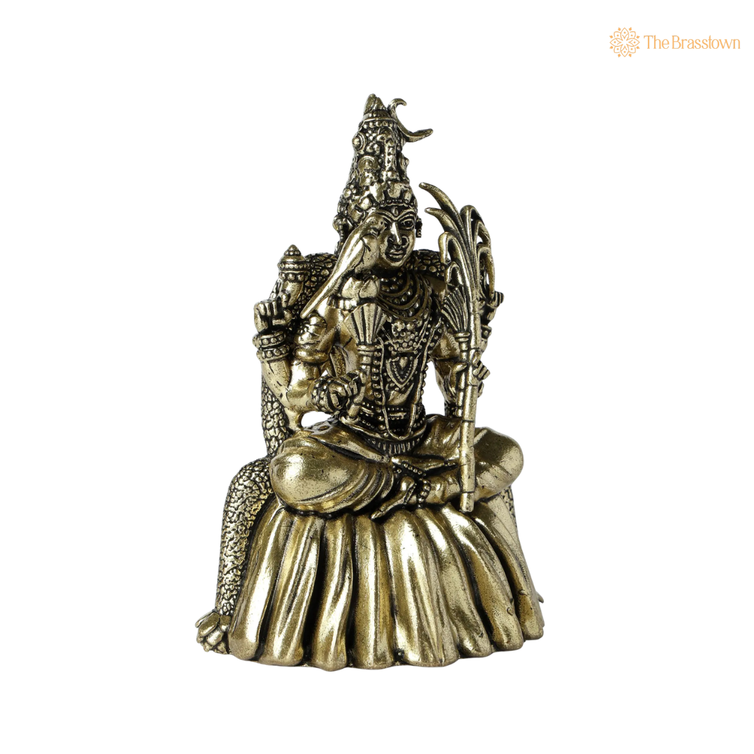 Brass Kamakshi Amman Idol 4 Inch side view – antique finish detail