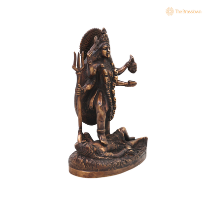 Brass Mahakali Idol Murti – Unique Chola Style Kali Mata Statue for Pooja, Home Mandir, Spiritual Décor &amp; Gifting 10 Inch