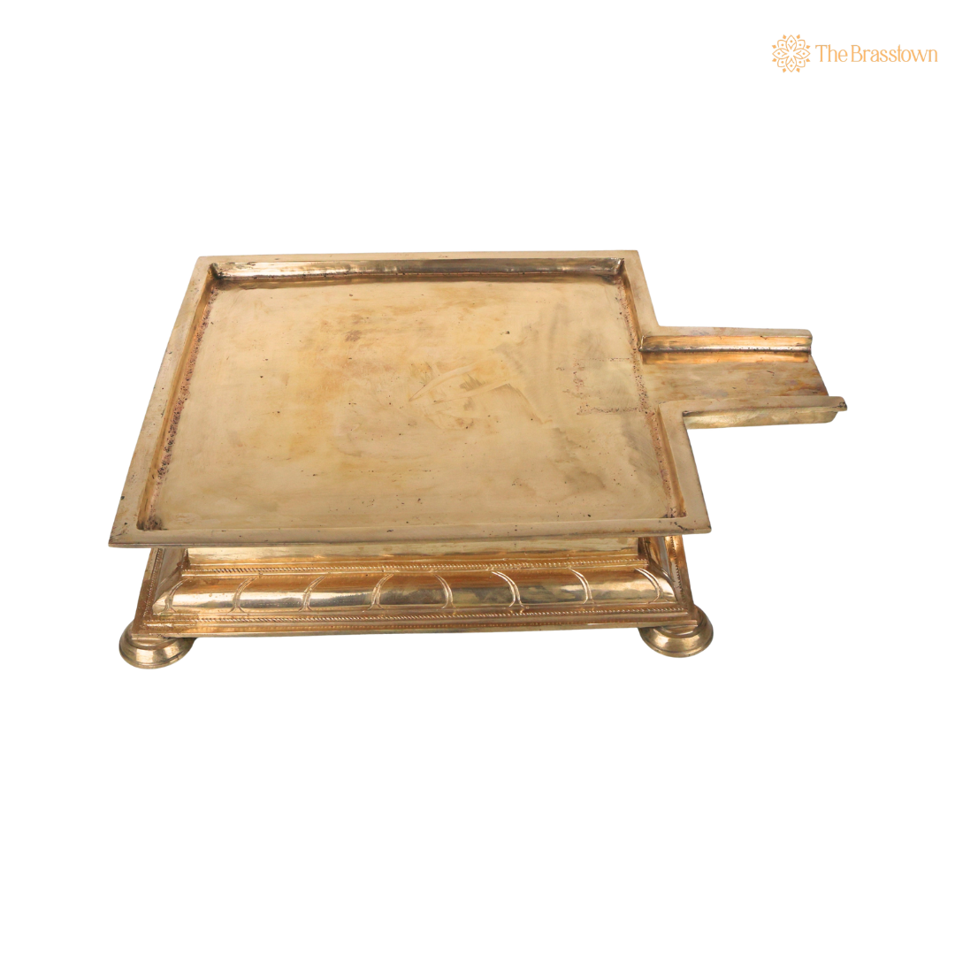 Handcrafted Brass Abhishek Patra For Shivling Abhishekam –  Traditional Abhishekam Plate, Tirumanjanam Stand &amp; Temple Pooja Vessel for Shivling and Deity Worship 4.5 Inch