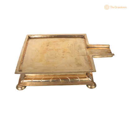 Handcrafted Brass Abhishek Patra For Shivling Abhishekam –  Traditional Abhishekam Plate, Tirumanjanam Stand &amp; Temple Pooja Vessel for Shivling and Deity Worship 4.5 Inch