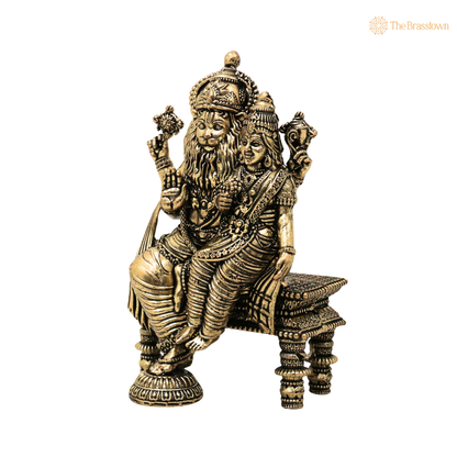 Brass Lakshmi Narasimha Swamy Idol 4.5 Inch side view – antique finish detail