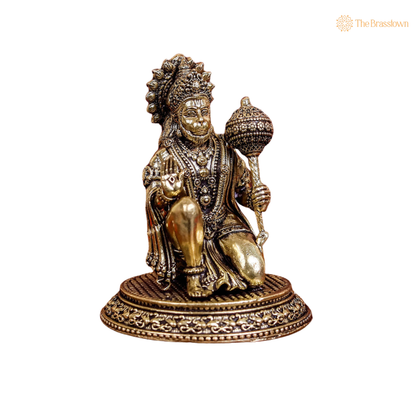 Brass Lord Hanuman Statue 2.5 Inch side view – antique finish detail