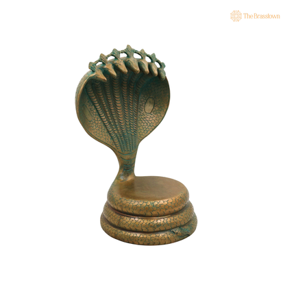 Brass Sheshnag Singhasan with Seven Heads chowki – Snake Prabhavali Temple Throne for Idols &amp; Home Mandir 13 Inch