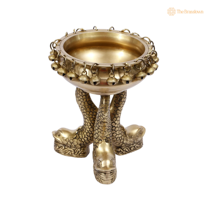 Handcrafted Brass Fish with Ghungroo 8 Inch side view – antique finish detail