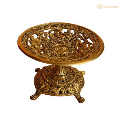 Handcrafted Brass Coffee Table Tray 5.5 Inch side view – antique finish detail
