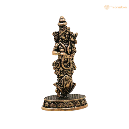 Brass Radha Idol 3 Inch side view – antique finish detail