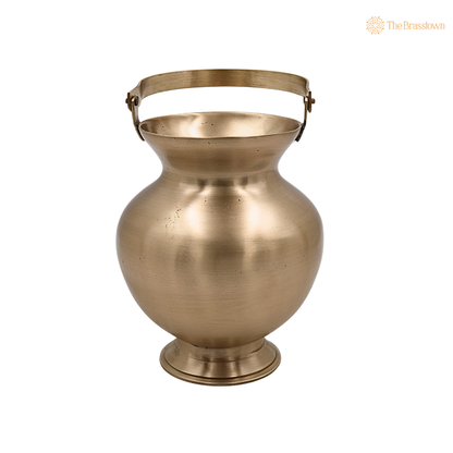 Handcrafted Brass Kamandalu Kalash – Pital Gangajali Kamandal for Puja, Ganga Jal Storage, Rishi Muni Kalash &amp; Hindu Rituals 6.5 Inch