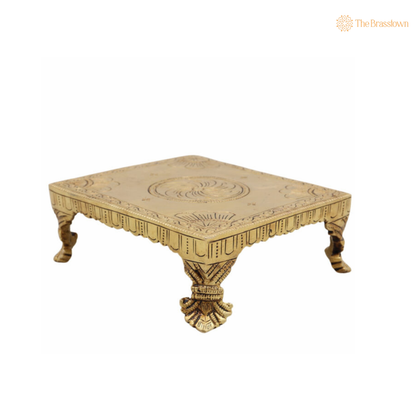 Brass Pooja Chowki / Peetha 2 Inch – home mandir puja decor India