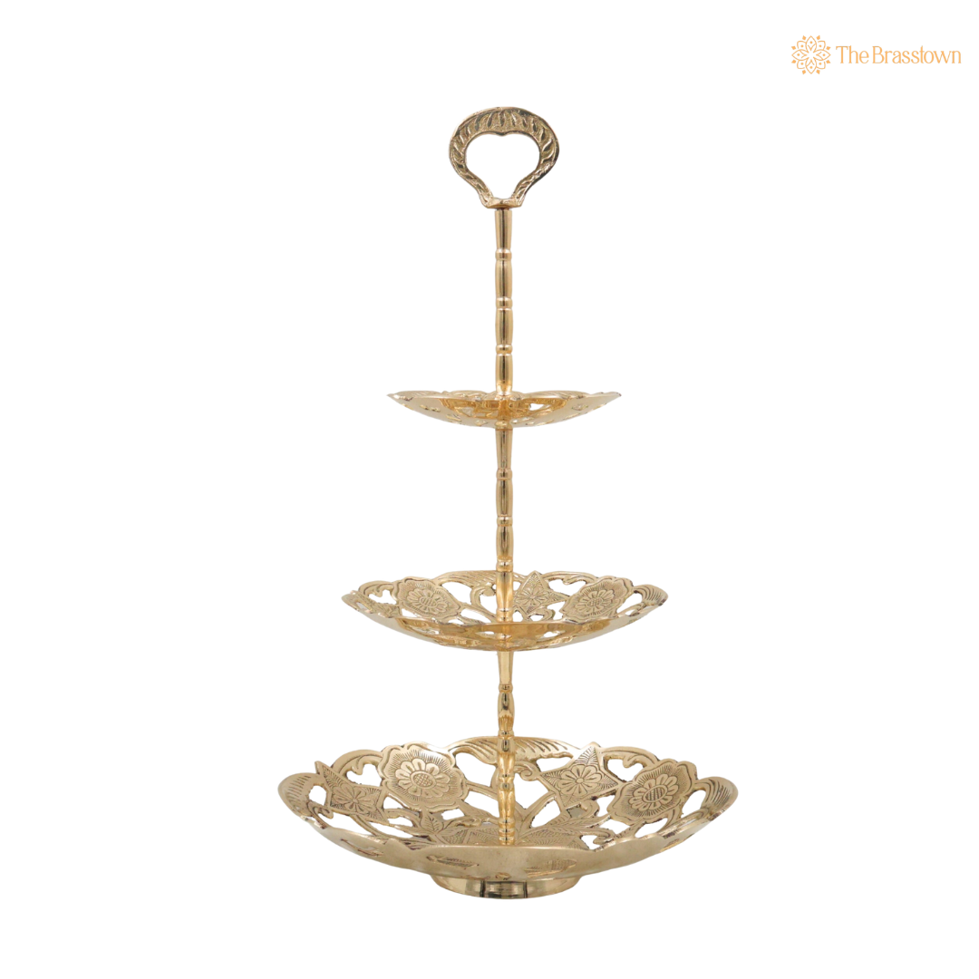 Handcrafted Brass Dry Fruit Stand – Decorative Peetal Dry Fruit Box &amp; Serving Tray for Home Décor, Festive Serving &amp; Gifting  Product 18 Inch