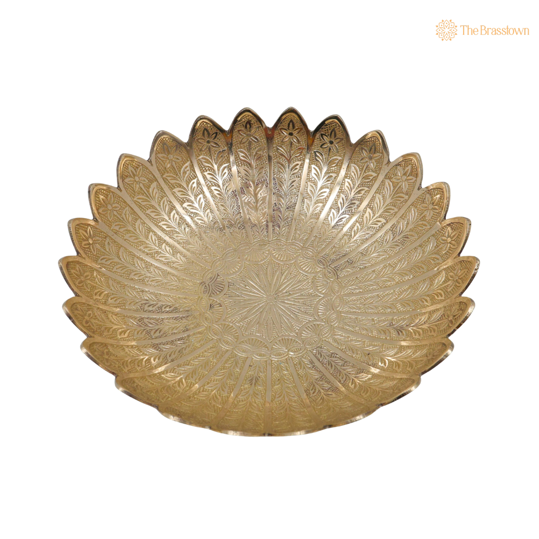 Handcrafted Traditional Brass Fruit Bowl – Traditional Peetal Decorative Dry Fruit Bowl for Dining Table, Home Décor &amp; Centerpiece 3.5 Inch