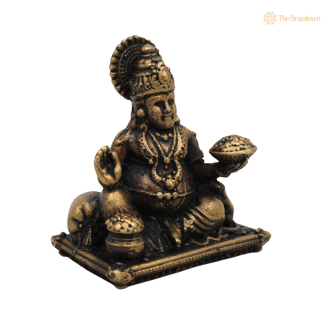 Handcrafted Brass Kuber Idol for 2 Inch side view – antique finish detail