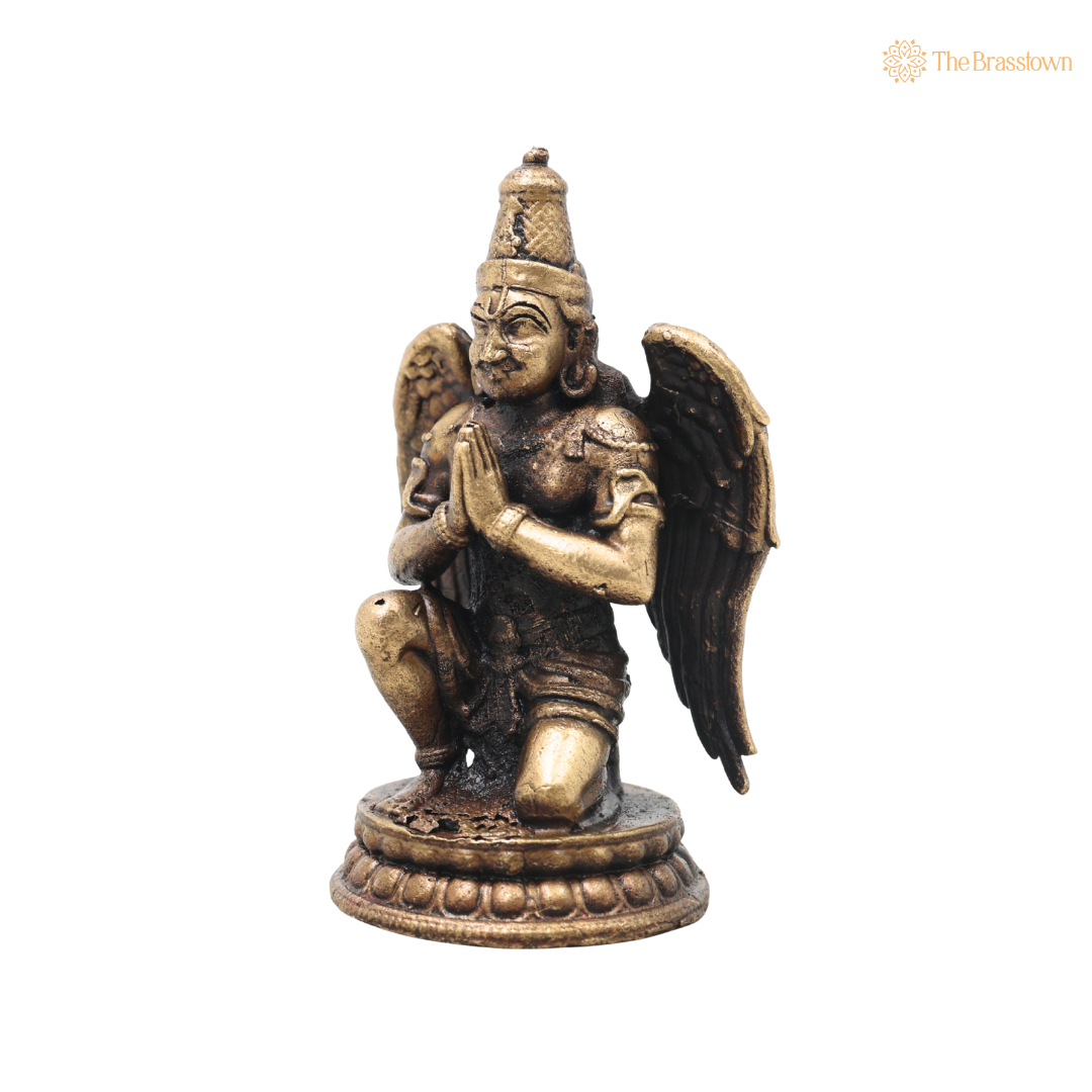 Unique Brass Garuda Idol – Divine Vahana of Lord Vainateya Vishnu, Garuda Murti for Puja, Home Mandir &amp; Spiritual Décor 3 Inch