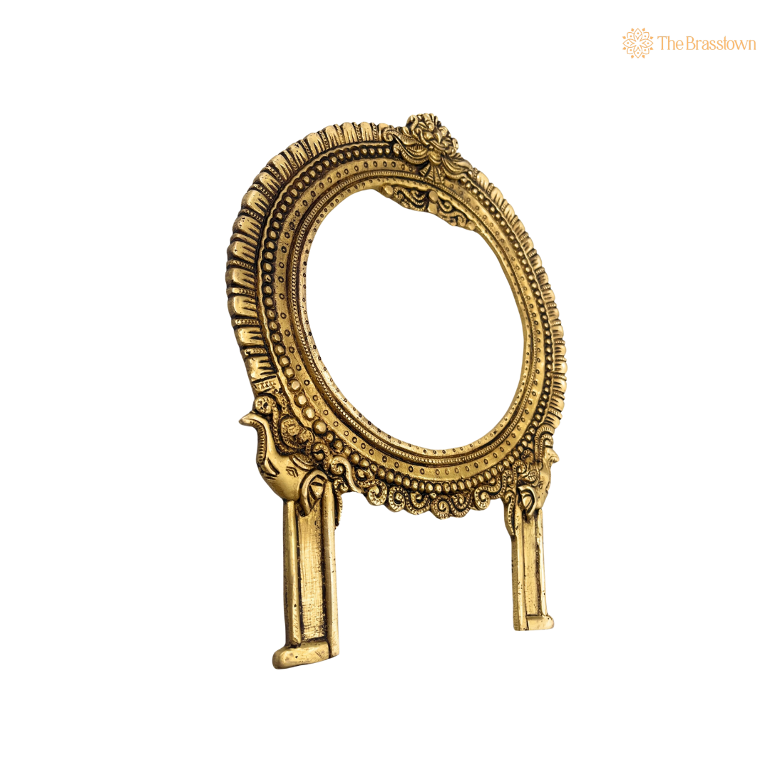 Handcrafted Brass Circular Traditional Prabhavali Frame – Handcrafted Arch Wall Hanging for Home Temple, Deity Décor &amp; Spiritual Ambience 11 Inch
