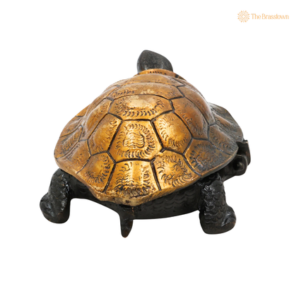 Brass Tortoise Idol (Kurma) – Vastu &amp; Feng Shui (Kachhua) Symbol for Stability, Wealth &amp; Protection 2 Inch