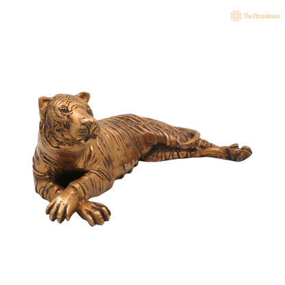 Brass Tigress Idol 4 Inch side view – antique finish detail