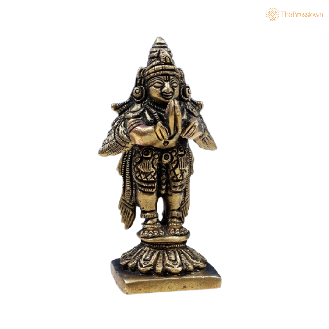Handcrafted Brass Garuda Idol – A Symbol of Devotion and Divine Protection 3 Inch