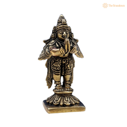 Handcrafted Brass Garuda Idol – A Symbol of Devotion and Divine Protection 3 Inch