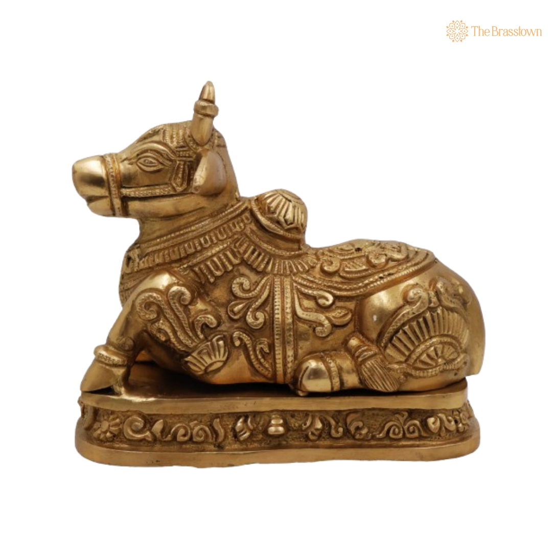 Handcrafted Brass Nandi Statue  6.5 Inch