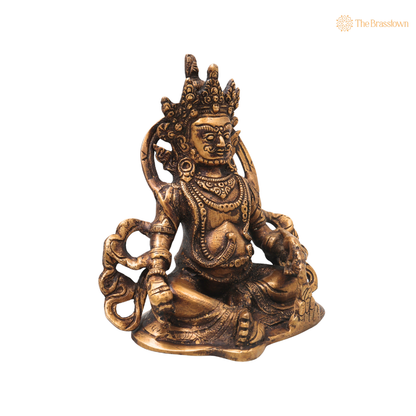 Handcrafted Brass Kubera Idol – Handcrafted Vaishravana Wealth Murti for Vastu, Pooja, Home Mandir, Décor &amp; Spiritual Gifting 6.5 Inch
