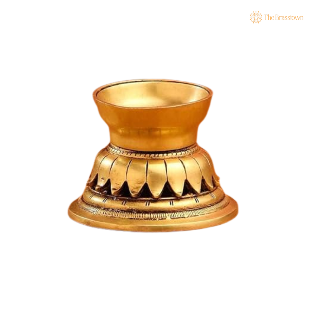 Brass Blooming Lotus Diya 3 Inch closeup – intricate craftsmanship