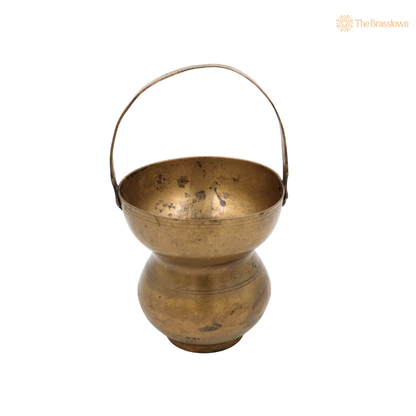 Handcrafted Brass Kamandalu – Traditional Pital Gangajali Kamandal for Puja, Ganga Jal Storage, Rishi Muni Kalash &amp; Hindu Rituals 10.5 Inch