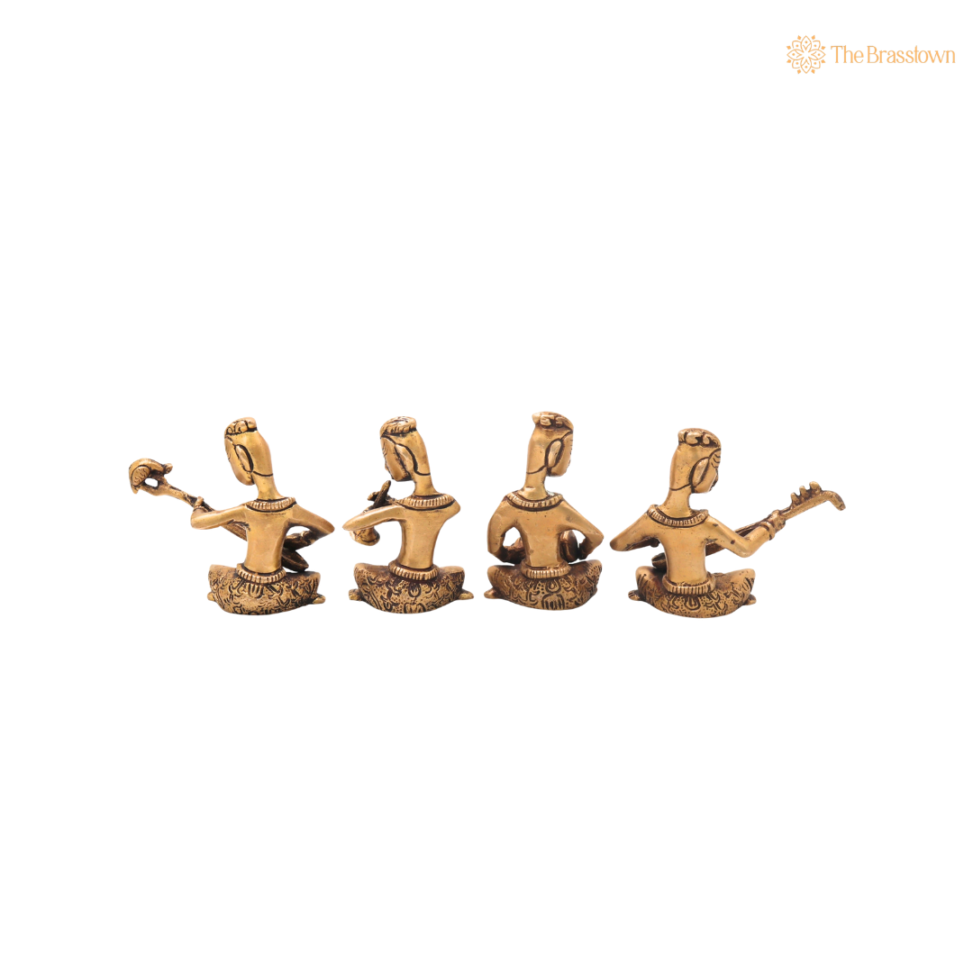 Handcrafted Brass Musician Set of 4 – Traditional Brass Musical Figurines Orchestra Sculpture for Home Décor &amp; Luxury Gifting 4 Inch
