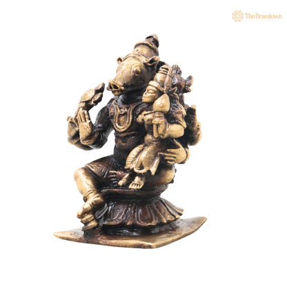 Brass Lakshmi Narasimha Idol – Traditional Narahari Murti for Pooja, Home Mandir, Spiritual Décor &amp; Gifting 3 Inch
