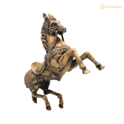 Premium Brass Ghoda Idol 9 Inch side view – antique finish detail