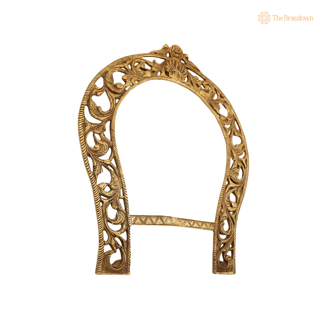 Brass Handcrafted Big Prabhaval Arch – Handcrafted Arch Wall Hanging for Home Temple, Deity Décor &amp; Spiritual Ambience 19 Inch