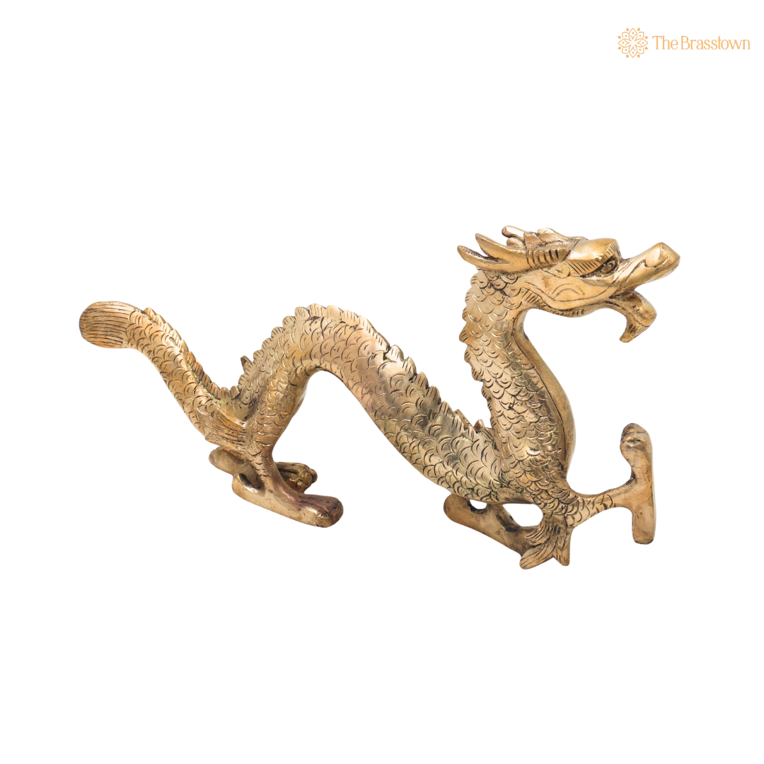 Brass Exquisite Dragon Naga Decorative Statue – Decorative Dragon Showpiece for Home, Office &amp; Table Décor 6 Inch