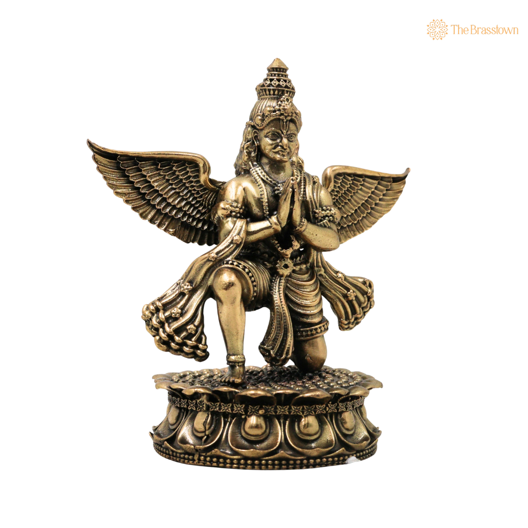 Brass Garud Dev Idol - The Divine Eagle (Garuda Bhagwan Vishnu Vahana) 4.5 Inch