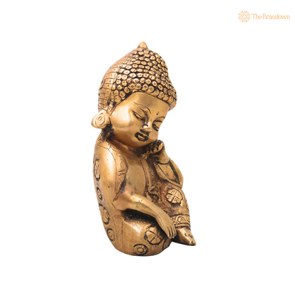 Handcrafted Brass Baby Buddha Idol – Handcrafted Buddha Traditional Chola Meditation Statue for Pooja, Home Décor &amp; Spiritual Gifting 8 Inch