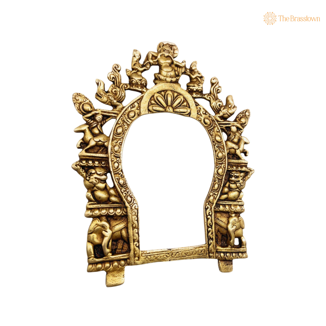 Intricate Antique Brass Arch with Divine Figures 8.5 Inch