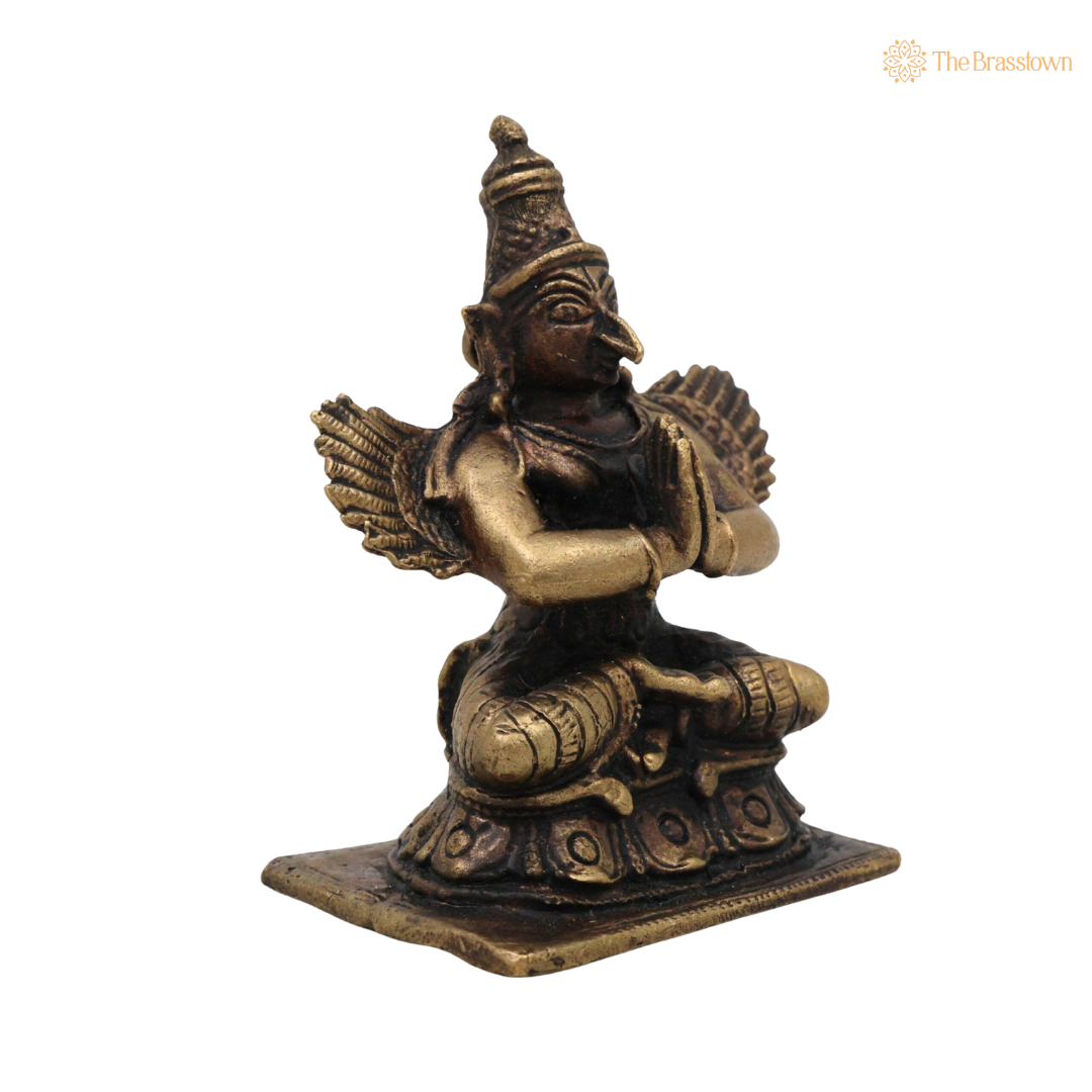 Brass Sitiing Garuda Idol 2.5 Inch – home mandir puja decor India