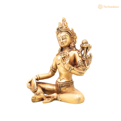 Brass Maa Tara Mahavidya Idol – Handcrafted Traditional Unique Chola Style Tara Maa Murti for Pooja, Home Mandir, Spiritual Décor &amp; Gifting 6.5 Inch