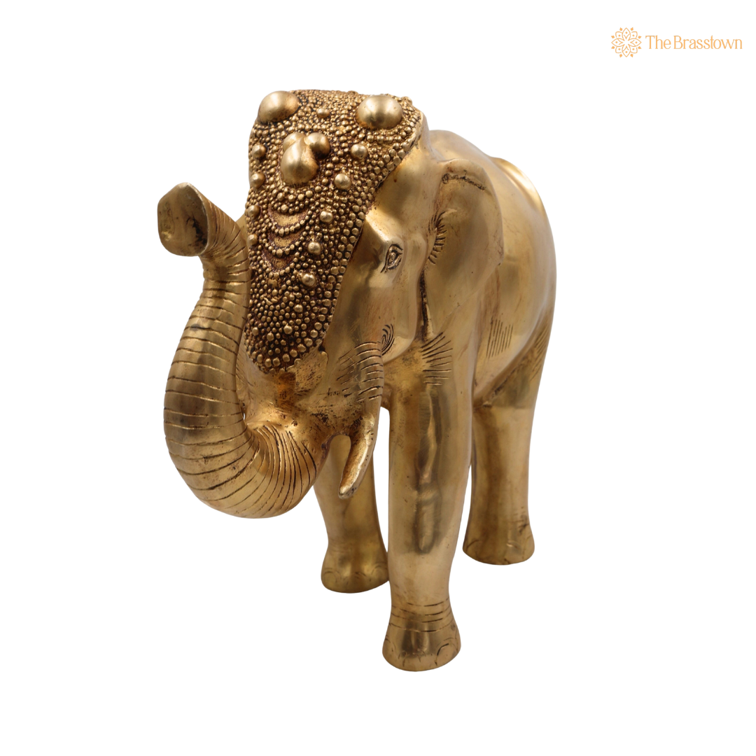 Brass Elephant Idol (Gajraj) – Decorative Elephant Statue for Home, Office &amp; Spiritual Décor 12 Inch