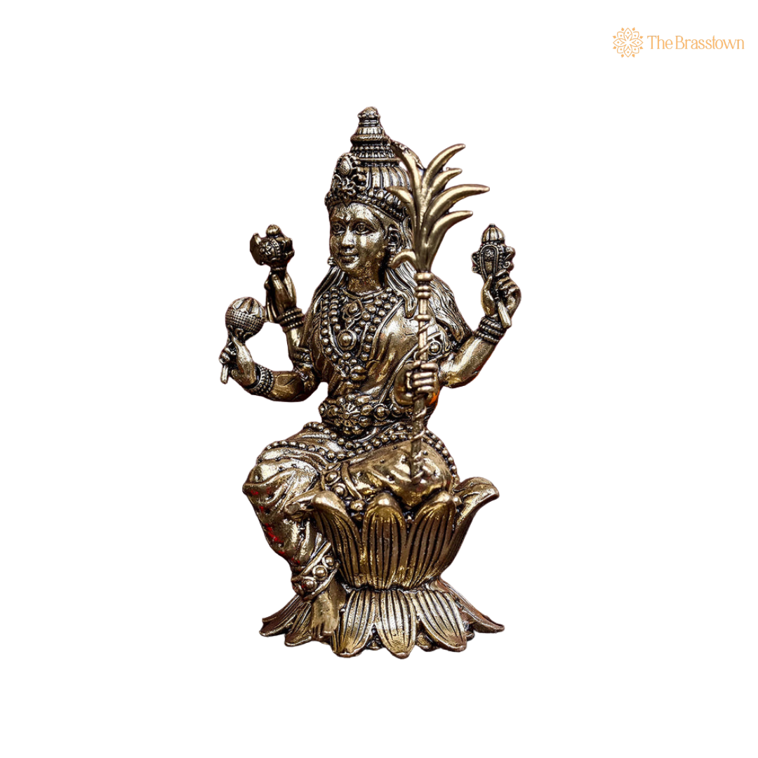 Brass Lalita Devi / Rajarajeshwari 4 Inch closeup – intricate craftsmanship