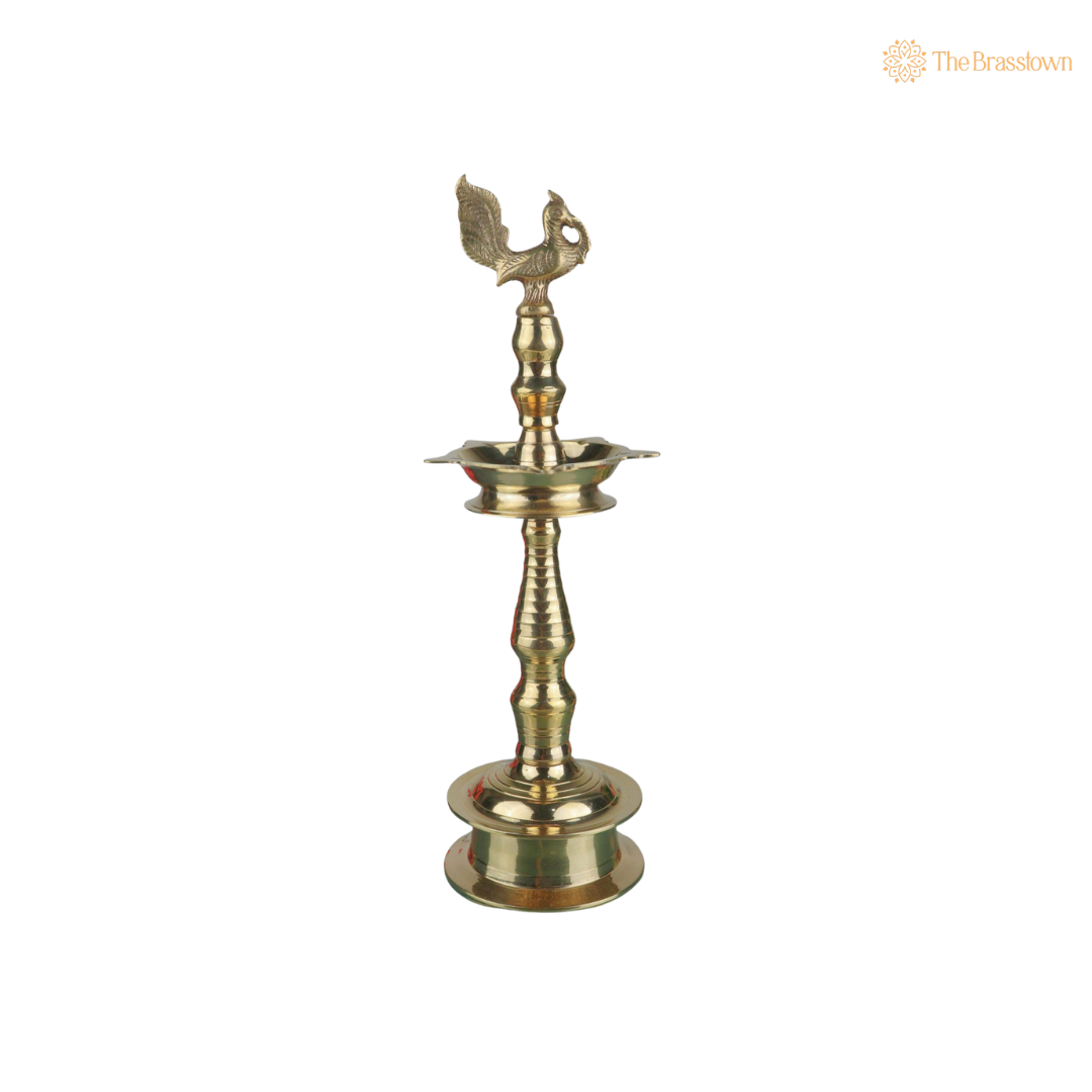 Handcrafted Brass Kuthu Vilakku – Traditional Deepam Diya Lamp for Pooja, Temple &amp; Home Décor 15.5 Inch
