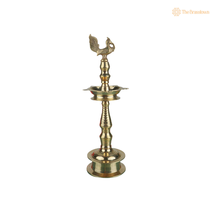 Handcrafted Brass Kuthu Vilakku – Traditional Deepam Diya Lamp for Pooja, Temple &amp; Home Décor 15.5 Inch