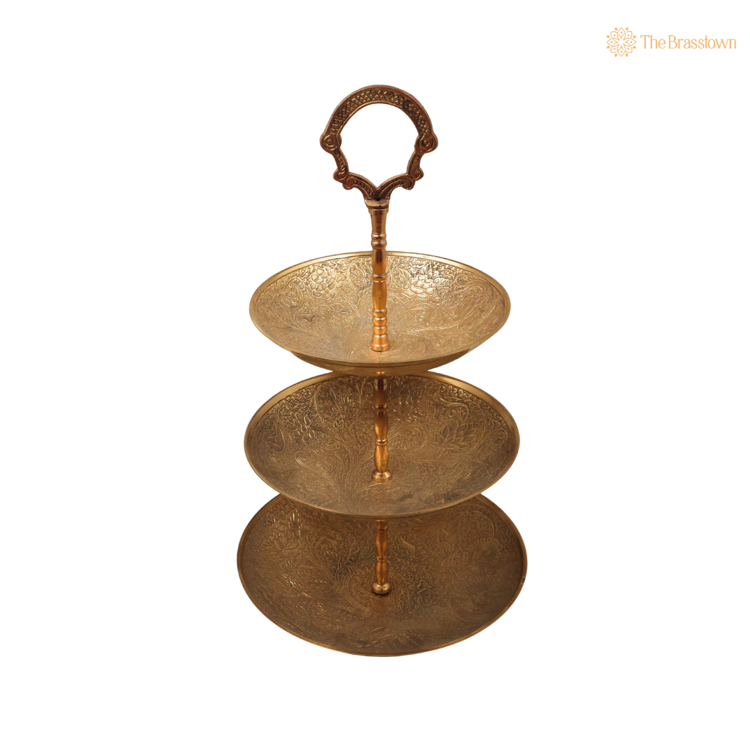 Brass Fruit Bowl Stand – Traditional Peetal Decorative Fruit Bowl for Dining Table, Home Décor &amp; Centerpiece 15.5 Inch