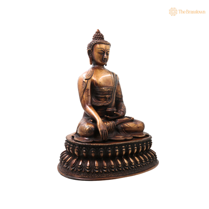Handcrafted Brass Gautama Buddha Idol – Handcrafted Buddha Traditional Chola Meditation Statue for Pooja, Home Décor &amp; Spiritual Gifting 18.5 Inch