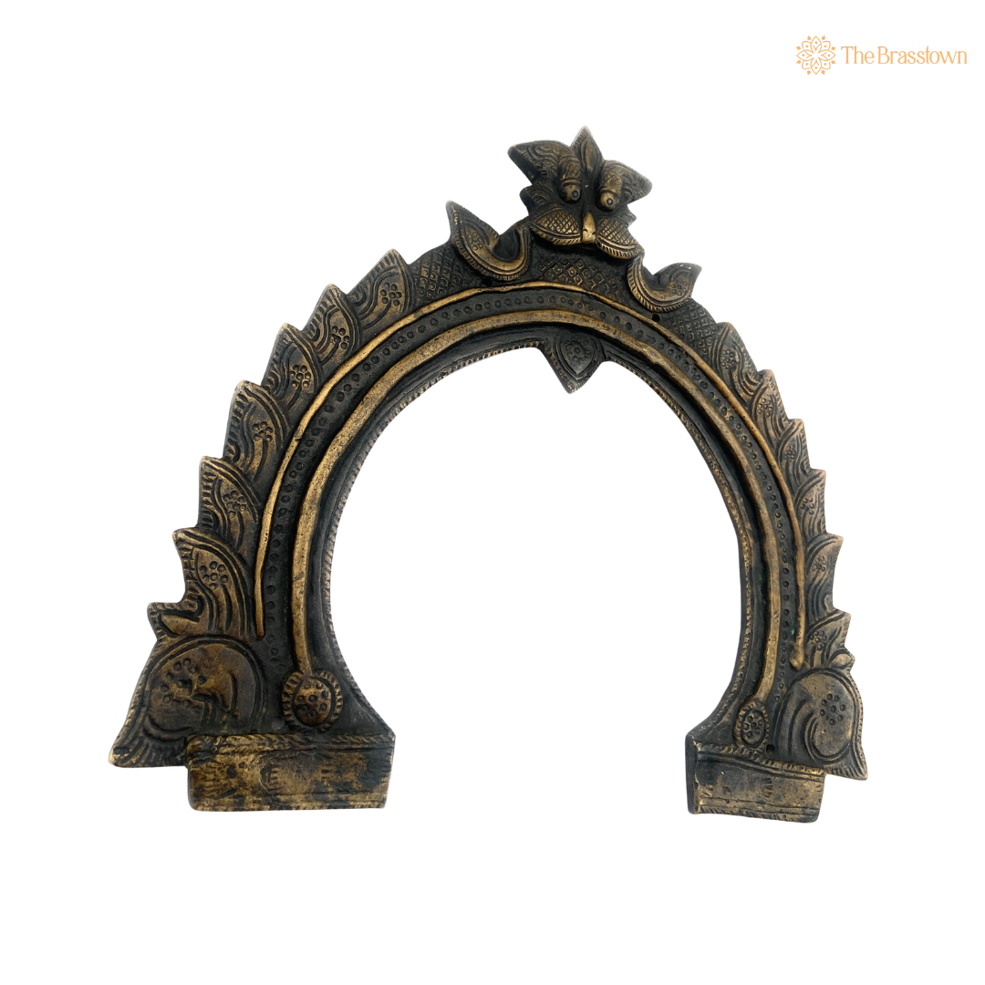 Brass Antique Prabhavali Frame 8 Inch side view – antique finish detail