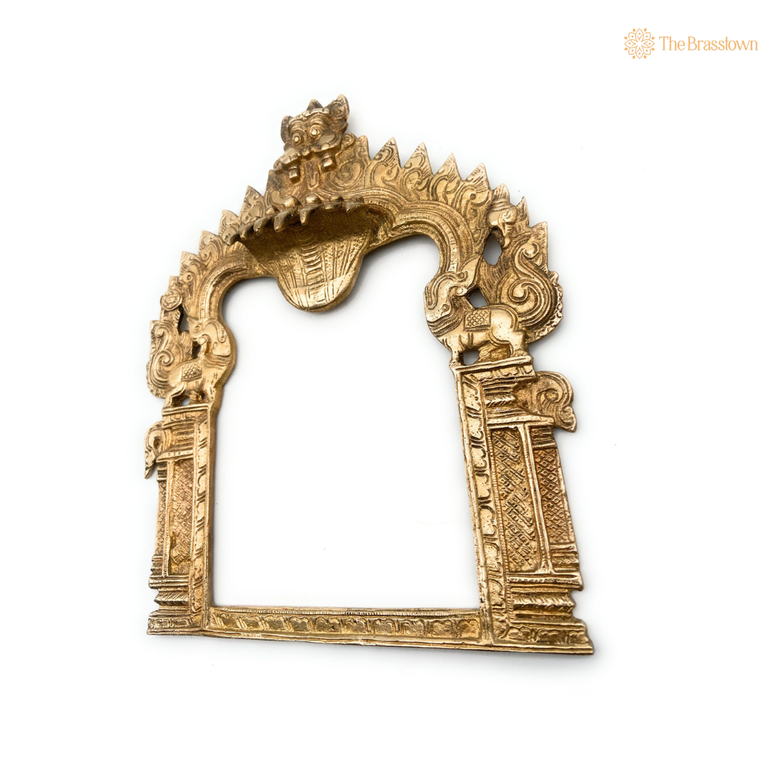 Traditional Brass Lion-Guarded Arch Frame 10.5 Inch