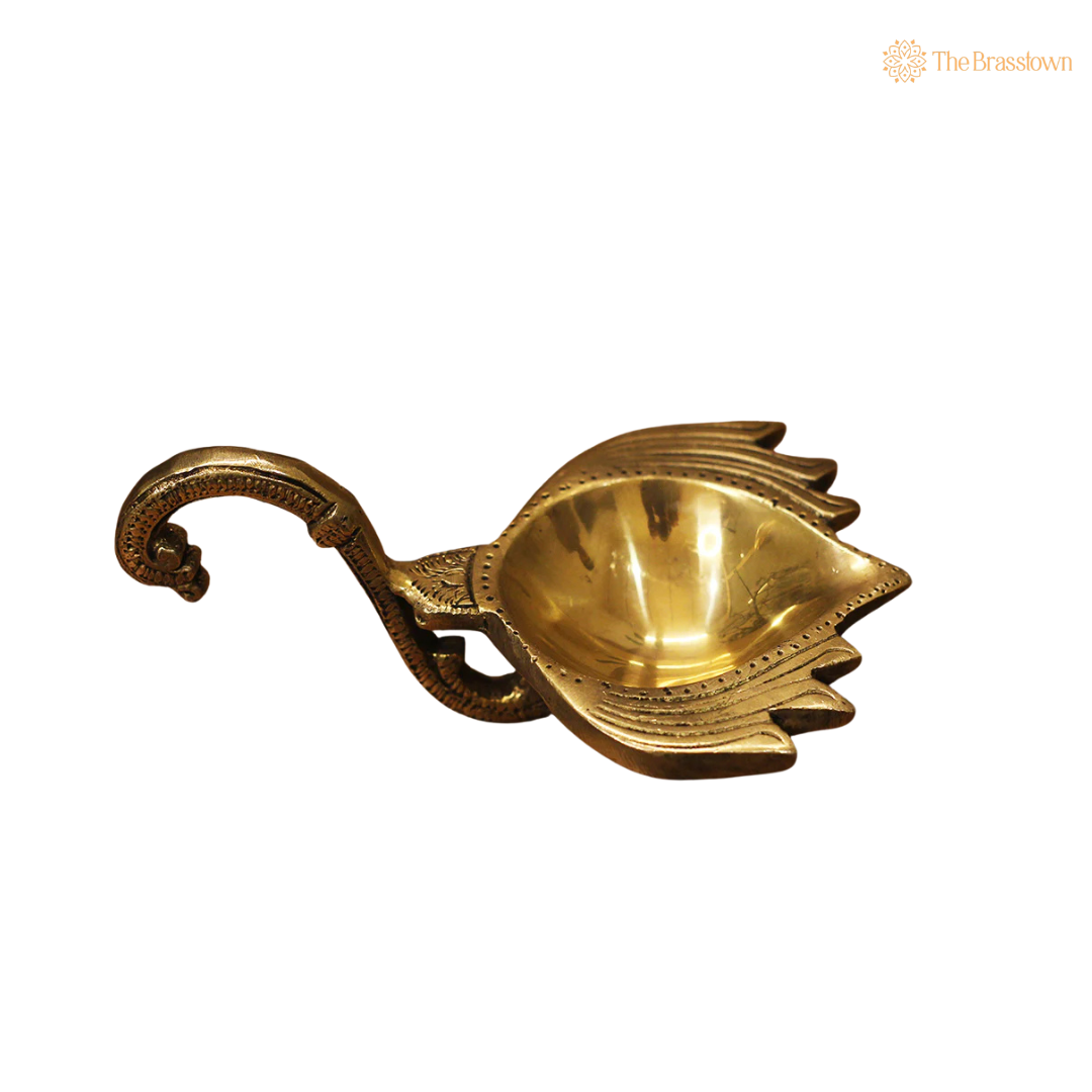 Handcrafted Brass DIYA 2.5 Inch side view – antique finish detail